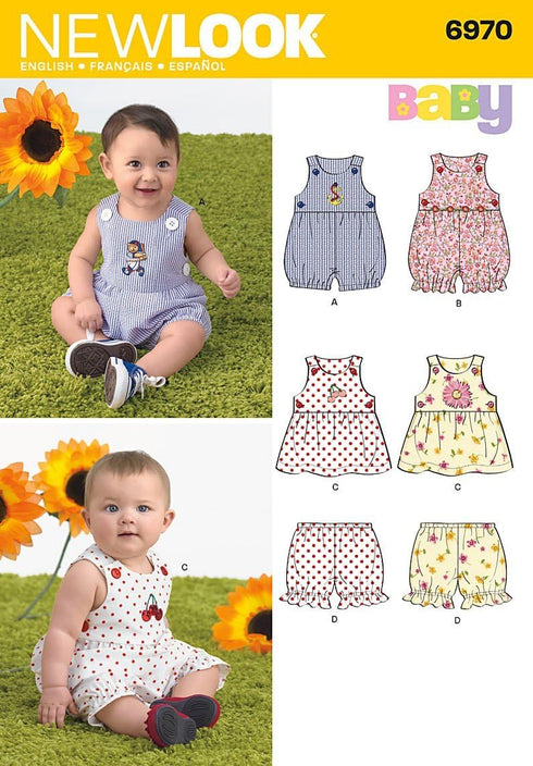New Look Sewing Pattern 6970 Babies' Romper, Dress and Panties, Size A (NB-S-M-L)...