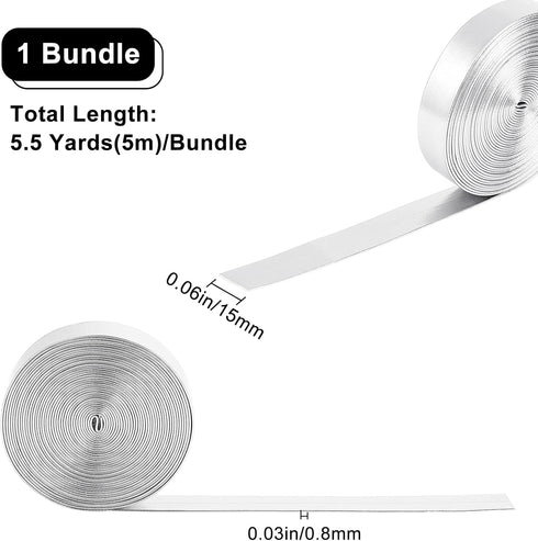 GORGECRAFT 5.5Yds Metallic Leather Straps 0.6" Wide Shiny Flat Silver Leather Cord Glossy Pu Leather Lace Stripper Beading String Ribbon Crafts Do...