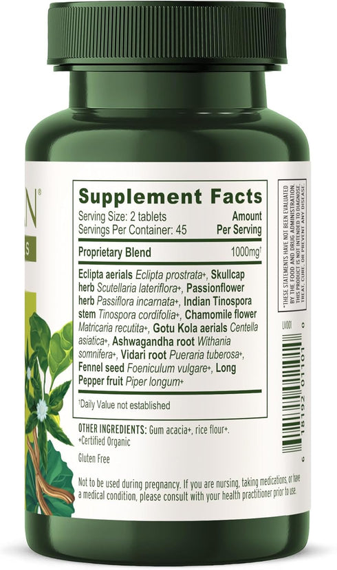 Banyan Botanicals Tranquil Mind – Organic Supplement with Guduchi, Gotu Kola & Skullcap – Supports Occasional Anxiousness & Promotes a Sense of Ca...