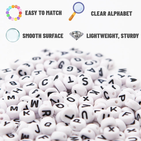Letter Beads Kit, 26 Alphabet Beads with Heart Beads for Friendship Bracelets Necklace Jewelry Making (Black Letter Beads)...