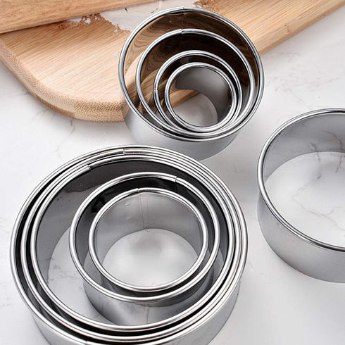 Stainless Steel Round Cookie Cutter Set, 12 Circular Biscuit Cutters Round Donut Ring Molds for Baking 1.2 Inch Height...