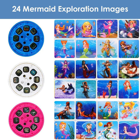 Mermaid Torch and Projector with 3 Discs 24 Images, Pink Torches Toys for Girl Age 3 4 5 6 7 Year Old Kids, Fairy Gifts for Girls, Projector Night...