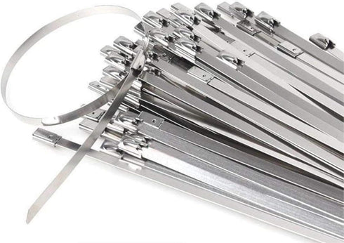 Stainless Steel Cable Ties, Tiberham 100 Pcs 7.9 Inches Heavy Duty Self-Locking Cable Zip Ties, Multi-Purpose Metal Exhaust Wrap Locking Ties for ...