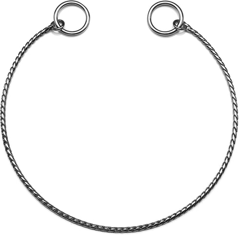 Mogoko Stainless Steel Dog Choke Chain Collar, Puppy Metal Snake Chain Pet Show Slip Collar Choker for Training Walking (Black;16.0"*3.0mm)...