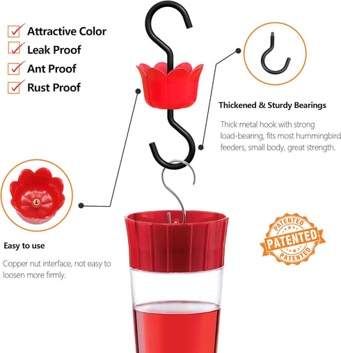 Hummingbird Feeder Insect_Guard | Flower Shape Ant_Moat for Wildlife Feeder Accessory Hooks - Plastics Hanging Ant_Traps for Patio Lawn Garden Out...