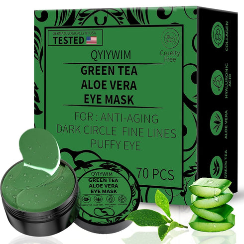 Under Eye Patches 70PCS, Green Tea Eye Patches for Puffy Eyes Treatment, Under Eye Masks for Dark Circles and Puffiness, Non-Irritating Eye Mask S...