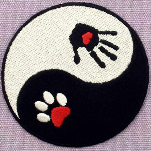 Dog and Human Ying Yang Patch Embroidered Applique Iron On Sew On Emblem...