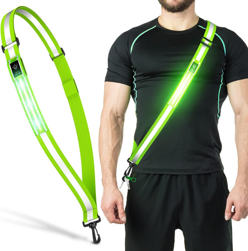 LED Reflective Belt Sash Walking Gear,Safety Lights for Walkers at Night,High Visibility Safety Rechargeable Reflective Running Gear for Men Women...