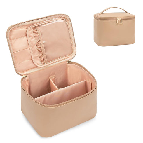 Makeup Bag, Large Capacity Make Up Bag for Cosmetics Vertical Storage,Toiletry Bag for Skincare Makeup Organizer Bag for Travel,With Makeup Brushe...
