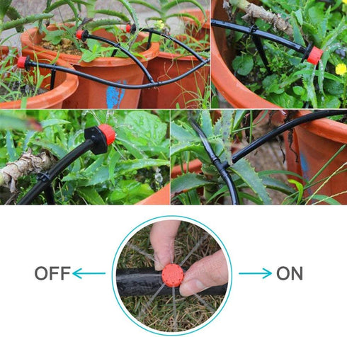 MSDADA 110 Pcs Adjustable Irrigation Drippers Sprinklers Emitter Drip Anti-Clogging Watering System for Flower beds,Gardens, Lawn on 1/4'' Barb...