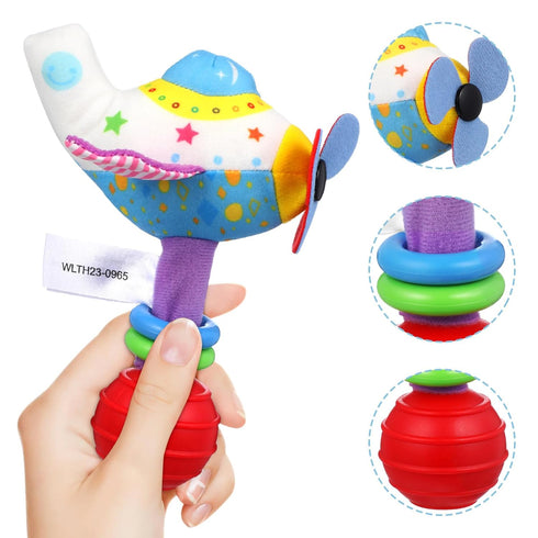 Toyvian Baby Soft Rattles Toy Infant Shaker Teether Cute Stuffed Airplane Handbells Soft Baby Rattle Toy Airplane Rattles Toy for Newborn Baby Gif...