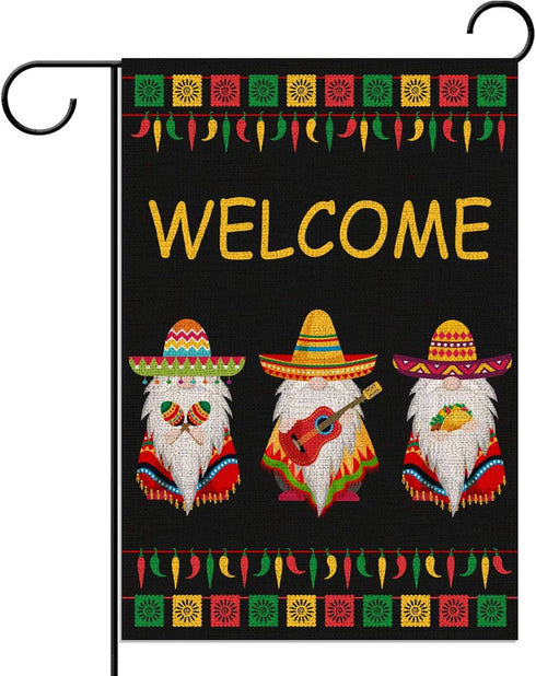 Cinco De Mayo Gnome Garden Flag 12.5×18 Vertical Double Sized Mexican Holiday Celebration Yard Sign Mexican Fiesta Party Outdoor Yard Lawn Decorat...