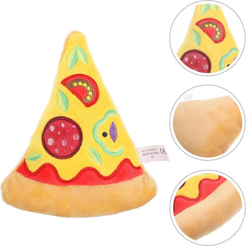 Dog Squeaky Toys Pizza Shaped Dog Toy, Puppy Biting Plush Chewing Toy for Puppy...