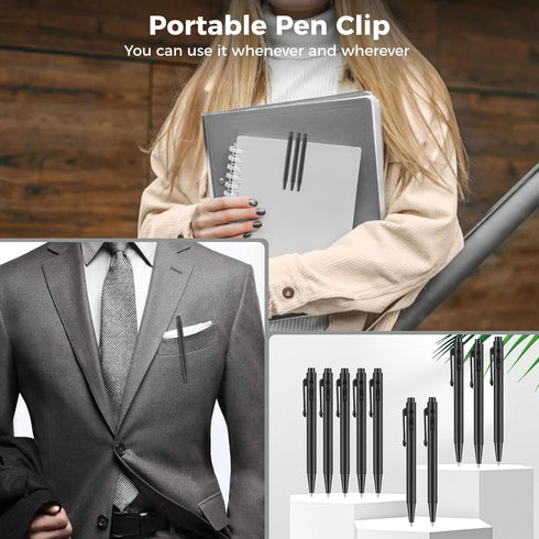 72 Pcs 4'' Mini Pens Bulk, Small Retractable Ballpoint Pens, 0.7 mm Fine Point Pens with Clip, Tiny Ink Black Pens, Smooth Writing Rollerball Pens...