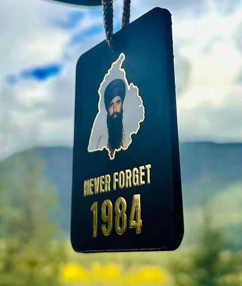 Sant Jarnail Singh Bhindranwale Car Hanging Never Forget 84 Printed Black Car Hanging Punjabi Khanda Car Hanging Sikh Car Hanging Accessory for Re...