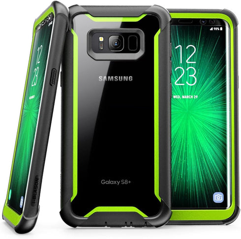 i-Blason Ares Full-Body Rugged Clear Bumper Case with Built-in Screen Protector for Samsung Galaxy S8+ Plus 2017 Release, Black/Green...