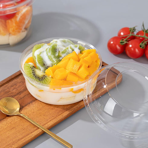 WUWEOT 50 Pack Plastic Dessert Cups, 12 oz Clear PET Dessert Bowls, Disposable Parfait Cups with Lid (No Hole) for Ice Cream Fruit Iced Cold Drink...