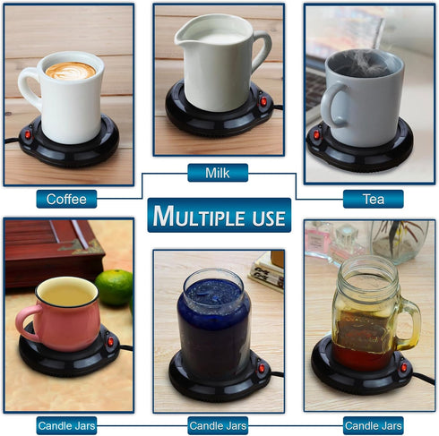 Home-X Mug Warmer, Desktop Heated Coffee & Tea - Candle & Wax Warmer (Black)...