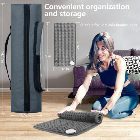 Heated Pad Storage Bag for Size 12" x 24" for Shoulder and Back Pain and Period Cramps Electric Heat Pad Portable with ziploc Oxford Cloth Bags He...