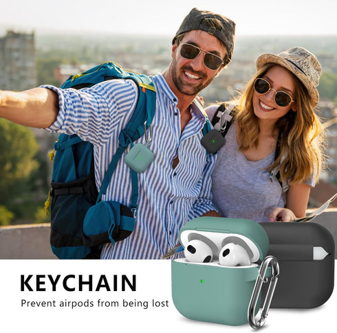 2 Pack Airpods 3 Case Cover with Cleaner Kit,Soft Silicone Protective Case Compatible with Apple AirPods 3rd Generation Charging Case with Keychai...