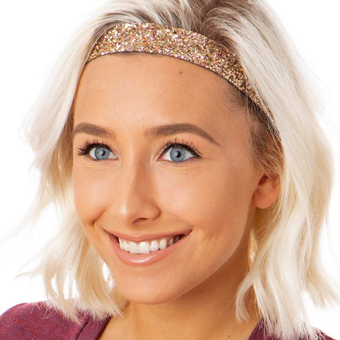 Hipsy Adjustable No Slip Wide Bling Glitter Headband 3-packs for Women Girls & Teens (Princess/Peacock/Rose Gold)...