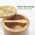 Salt Box Bamboo Salt Container with Lid and Spoon Bird Pattern Cellar with Magnetic Lock Swivel Lid Pepper Sugar Sea Salt Spice Seasoning Holder K...