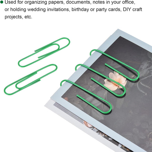 MECCANIXITY Paper Clips Medium Size 2 Inch Vinyl Coated to Prevent Tearing Pages with Box for Organize Office Home Green Count 200...