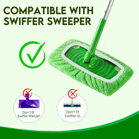 Reusable Microfiber Mop Pads for Swiffer Sweeper Mop - Dry Sweeping Cloths & Wet Mopping Cloths for Household Cleaning - Washable Wet Pads for Mop...