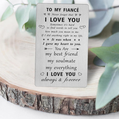 to My Fiancé Gifts - I Love You Future Husband Gifts for Birthday Wedding Anniversary Engraved Wallet Card Gifts...