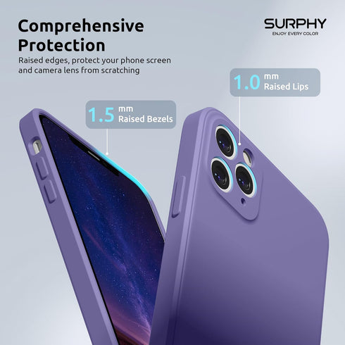 SURPHY Square Design for iPhone 11 Pro Case with Camera Protection, Straight Edges Liquid Silicone Phone Case for iPhone 11 Pro 5.8 inches, Iris P...