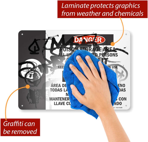 SmartSign "Danger - Poison Storage Area" Bilingual Sign | 10" x 14" Aluminum...