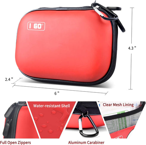I GO 85 Pieces Hard Shell Mini Compact First Aid Kit, Small Personal Emergency Survival Kit for Travel Hiking Camping Backpacking Hunting Marine C...