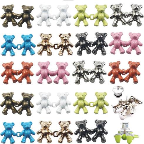 RONYOUNG 18 Pairs 1.65” Bear Pants Button Tightener, Waist Adjuster for Pants - Bear Pants Clip - No Sew Jean Buttons Pins for Women Skirt Dress C...