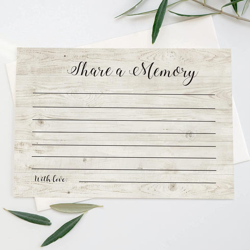 TENTADO Share A Memory Cards, 50 Rustic Wood Cards and Sign for Wedding, Birthday, Celebration of Life, Funeral, Retirement, Graduation, Life Memo...