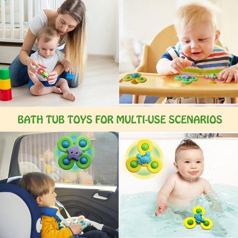 3PCS Suction Cup Spinner Toys for 1 Year Old Baby Boy,Novelty Spinning Tops Bath Toys for Toddlers Kids Age 1-3 Sensory Baby Toys Girl Boy Birthda...