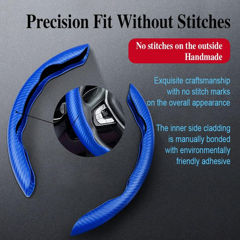Steering Wheel Cover, Car Carbon Fiber Anti-Skid Steering Wheel Cover, Segmented Steering Wheel Protector Car Interior Accessories Suitable for Mo...