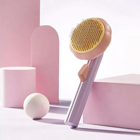 Self-Cleaning Pet Grooming Brush with Auto-Hair Removal - Shedding Management For Cats, Dogs & Rabbits...