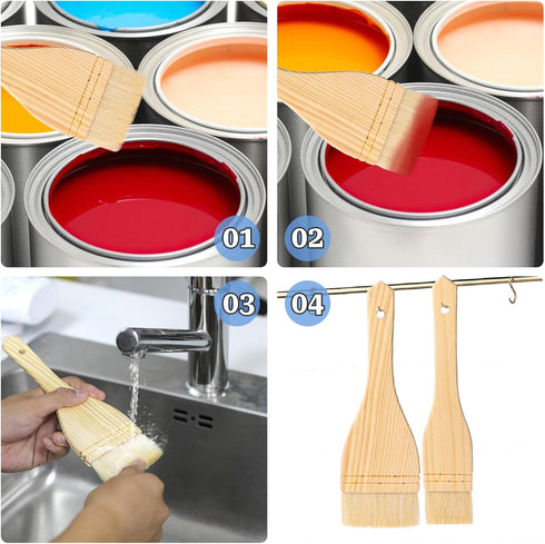3Pcs Hake Brush Hake Paint Brush Flat Paint Brush, Artist Painting Brushes Set Sheep Hair Bristle Art Brushes for Wash,Ceramic Oil,(9 x 1 Inches, ...