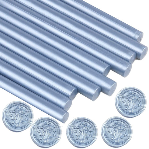 Gray Blue Wax Sealing Sticks, ONWINPOR 10pcs Glue Gun Wax Seal Sticks for Wax Seal Stamp, Melting Wax Seal Sticks for 0.43'' Glue Gun Wax Sealing ...