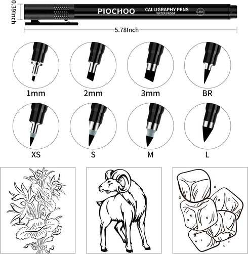 Calligraphy Pens,8 Size Calligraphy Pens for Writing,Brush Pens Calligraphy Set for Beginners, Hand Lettering Pens...