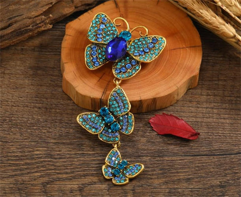 Crystal Rhinestone Butterfly Brooches For Women Pretty 3 Butterfly Insects Party Casual Brooch Lapel Pins Elegant Dress Accessories Wedding Christ...