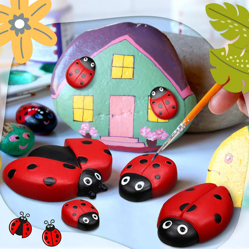 Gerrii 18 Pcs Small Resin Ladybugs Garden Decor Stones Holiday Ladybug Garden Yard Decorations Outdoor 4 Size Ladybug Mom Gifts Lady Bugs Yard Dec...