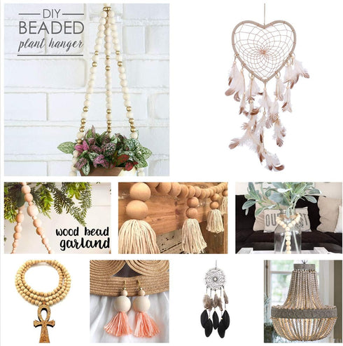 Round Natural Wood Beads Wooden Spacer Loose Beads for Jewelry Hair Accessories Garland Making DreamCatchers DIY Craft Supplies (30mm 50pcs)...
