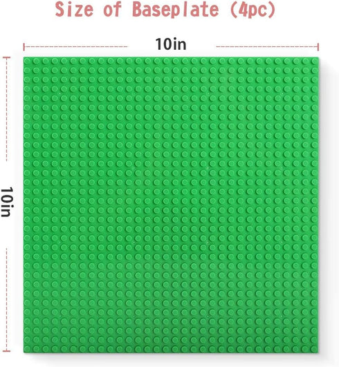 Lekebaby Classic Baseplates, Building Blocks Set Base 100% Compatible with Major Bricks Brands,10x10 Inch Flat Bottom Baseplates Pack of 4, Macaro...