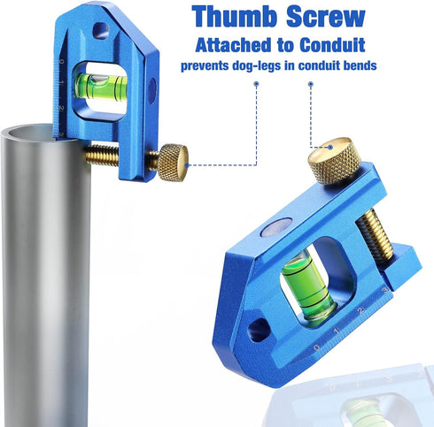 WORKPRO Conduit Bending Level, Magnetic Level, Pipe Level, Bubble Vial for 90° Measurement, Aluminum Alloy Construction, 2.5-inch, Cobalt Blue...