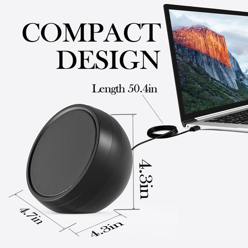 USB Computer Speaker for Laptop, PC, External Speakers for Desktop Computer, Crystal Clear Sound, Rich Bass, Loud Volume, Direct Control, Plug-N-P...