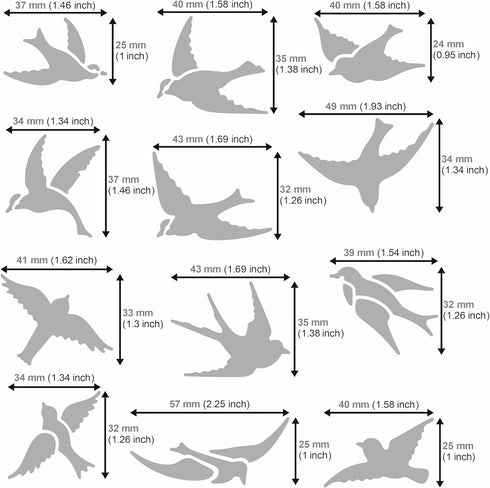 Aleks Melnyk No.468 Metal Stencil, Many swallows fly in The sky, Birds, Animals, Small Stencil, 1 PC, Template for Wood Burning, Engraving, Crafti...
