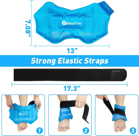 Ankle Ice Pack Wrap for Swelling, Reusable Gel Ice Pack for Ankle Injuries, Cold Compress Therapy for Foot Pain Relief, Achilles Tendonitis, Plant...