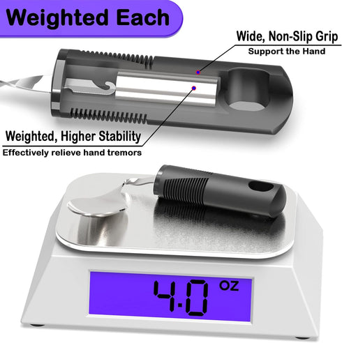 Adaptive Utensils for Parkinsons Patients Elderly, Weighted Utensils for Hand Tremors, Parkinsons Eating Utensils for Disabled People, Weighted Si...