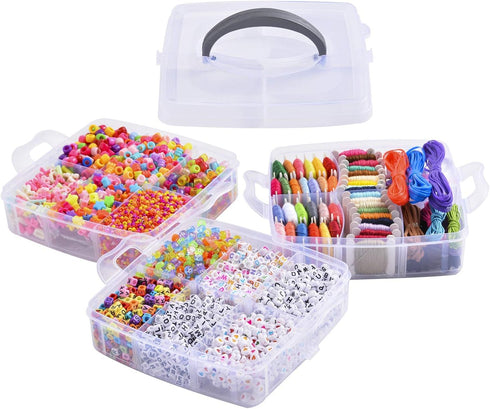 Peirich Jewelry Making Bead Kits, includes 44 Embroidery Floss with 3-Tier Organizer Storage Box with Threads, Over 4900 Beads for Friendship Brac...